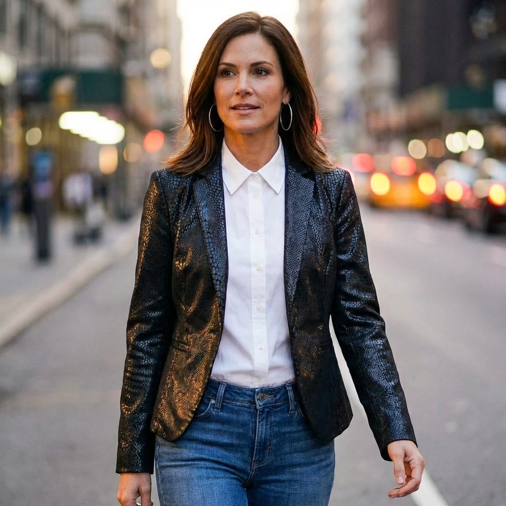 Calvin Klein Jeans Metallic Embossed Snake Texture Jacket